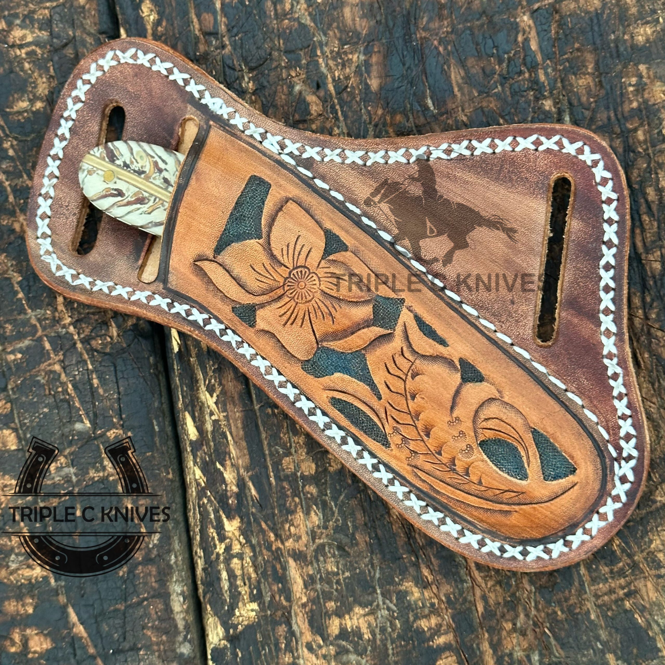 Custom made handmade Damascus steel Fixed blade Bull cutter knives - Image 4