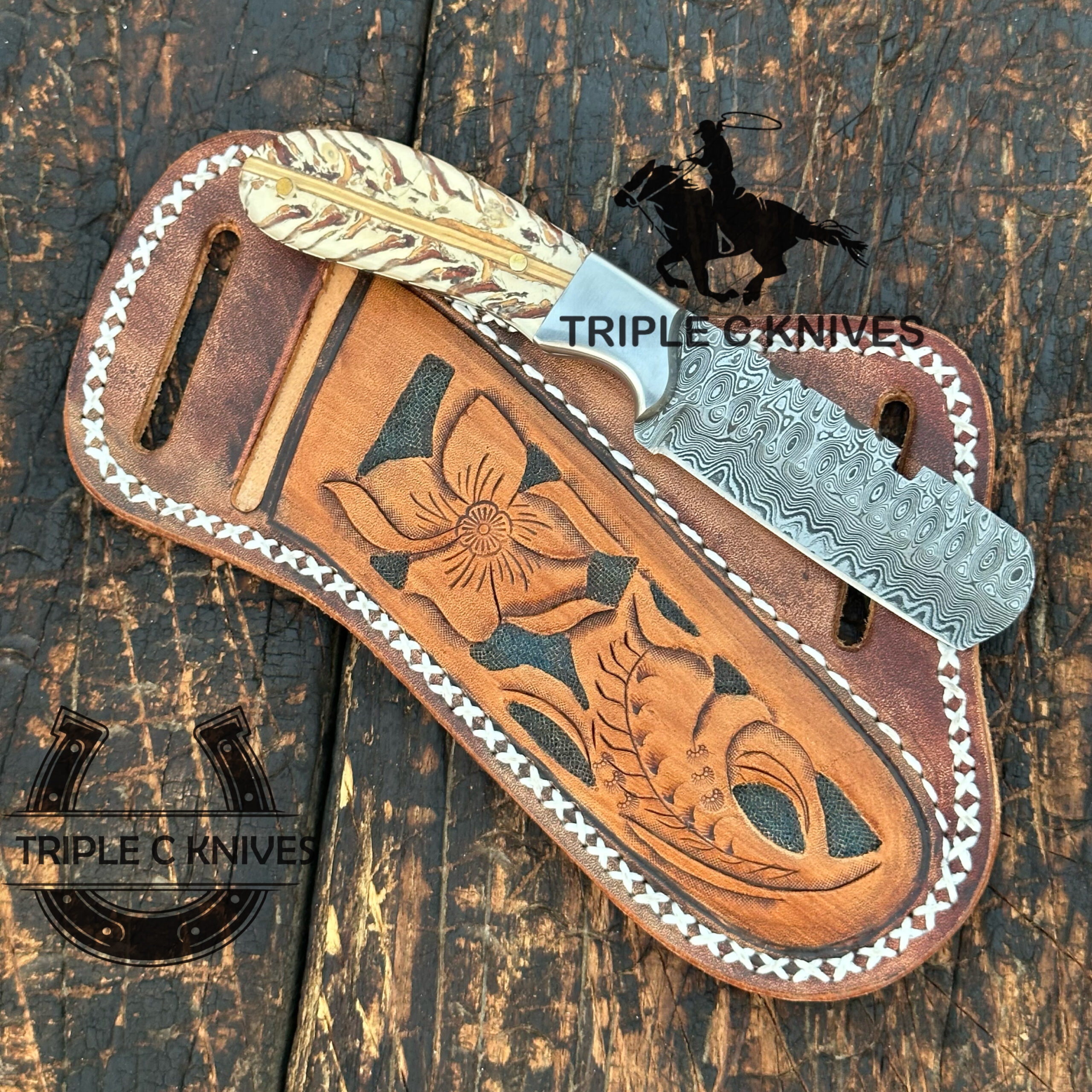 Custom made handmade Damascus steel Fixed blade Bull cutter knives