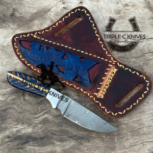 Custom made Damascus Steel Fixed blade cowboy and skinner knives