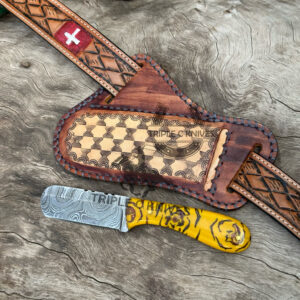 Custom made Damascus steel Bull cutter knife 2023