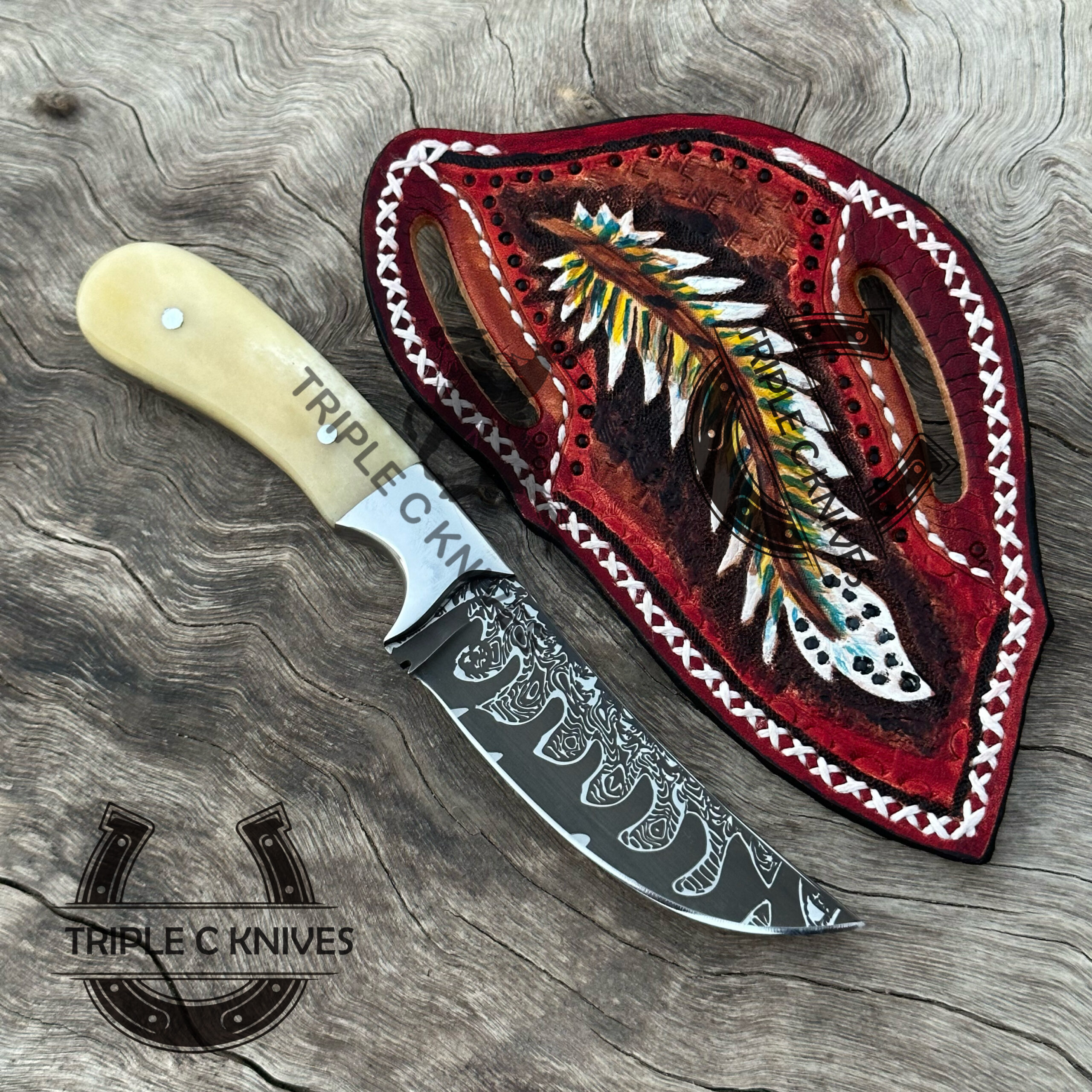 Custom made high carbon 1095 steel fixed blade cowboy knives - Image 2