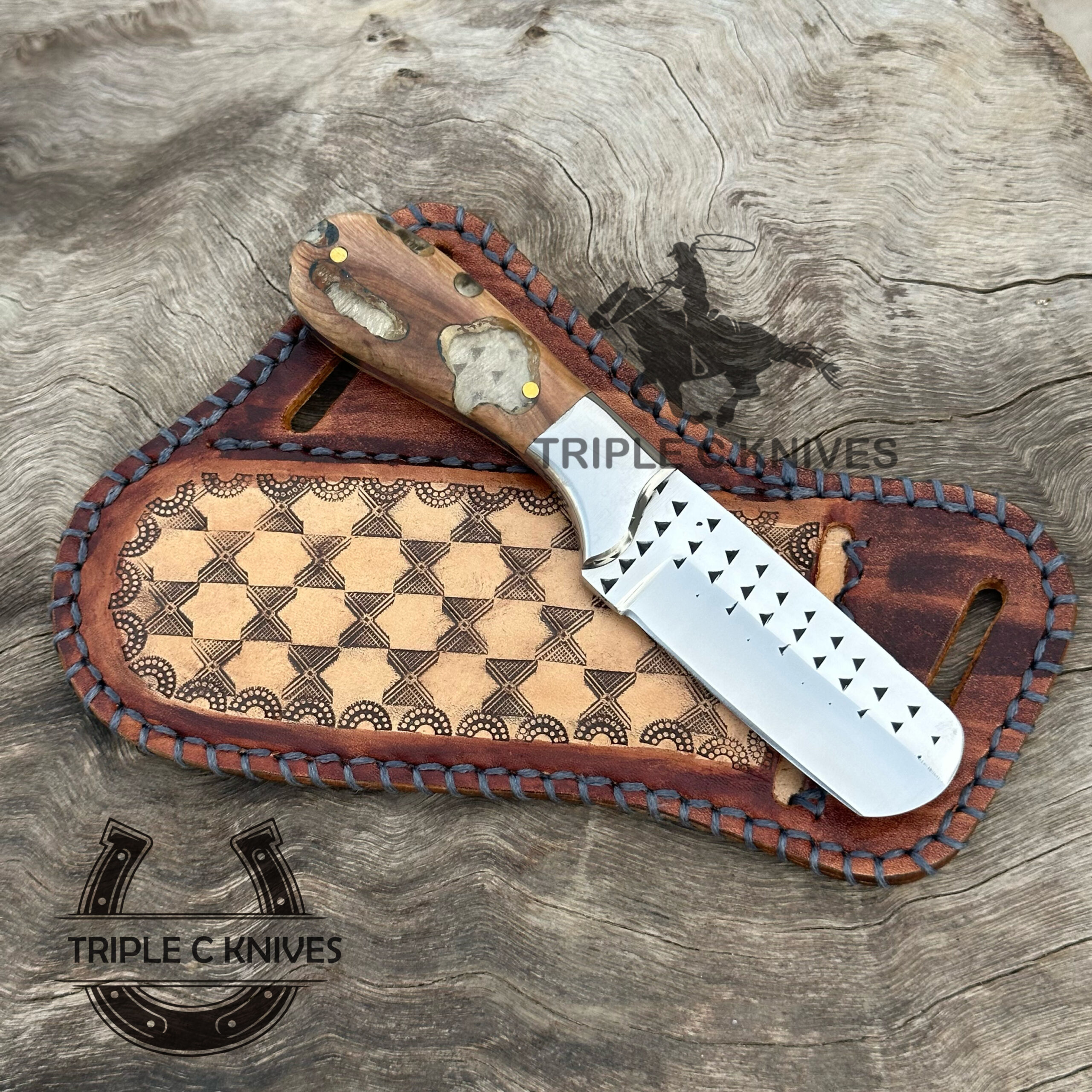Custom made Horse rasp stainless steel Fixed blade cowboy and Bull cutter knives - Image 2
