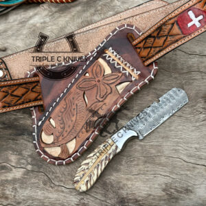 Custom made Damascus Bull cutter knife 2023