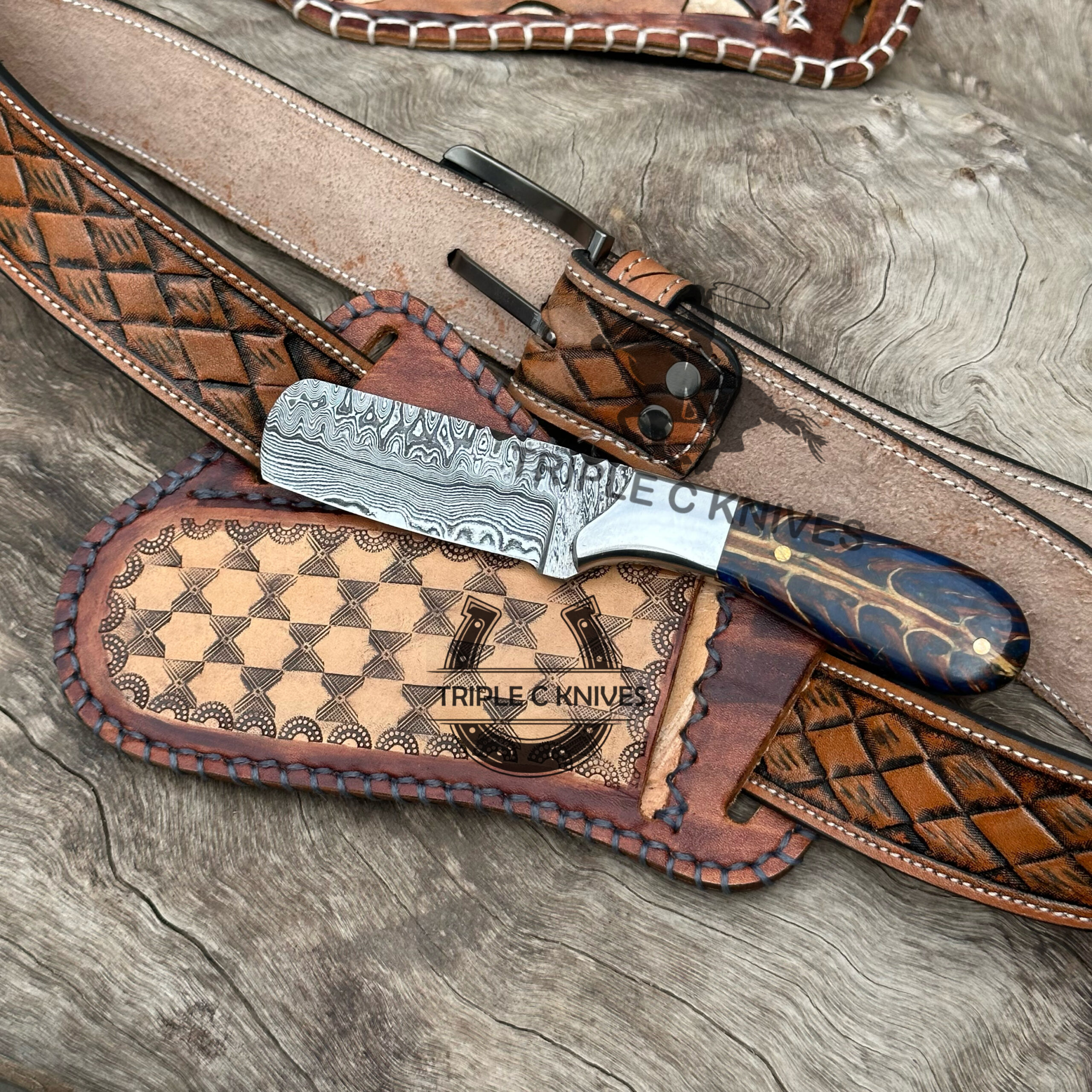 Custom made Damascus Bull cutter knife 2023