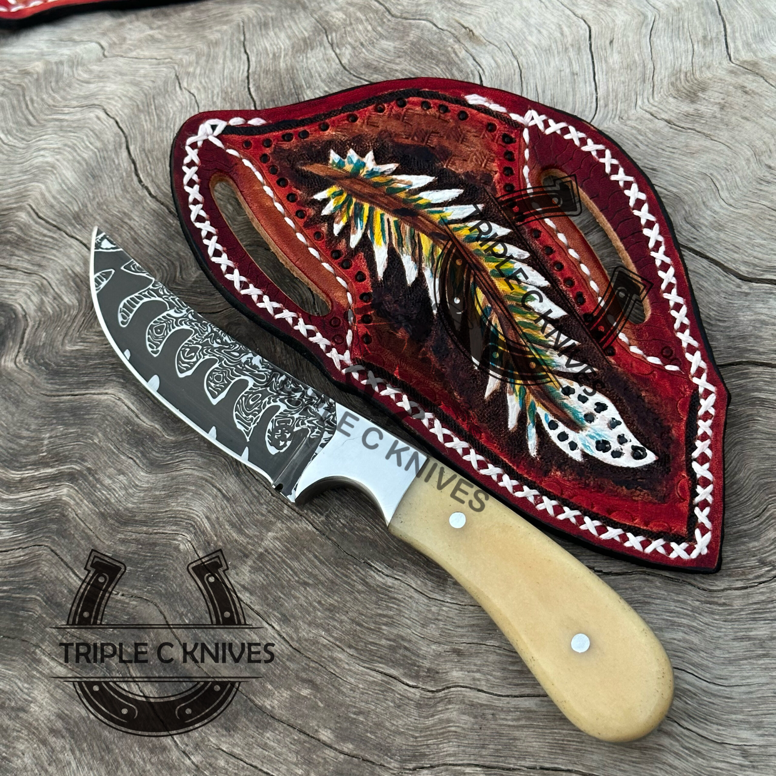 Custom made high carbon 1095 steel fixed blade cowboy knives