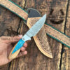 Custom made Damascus Steel Fixed blade cowboy knife