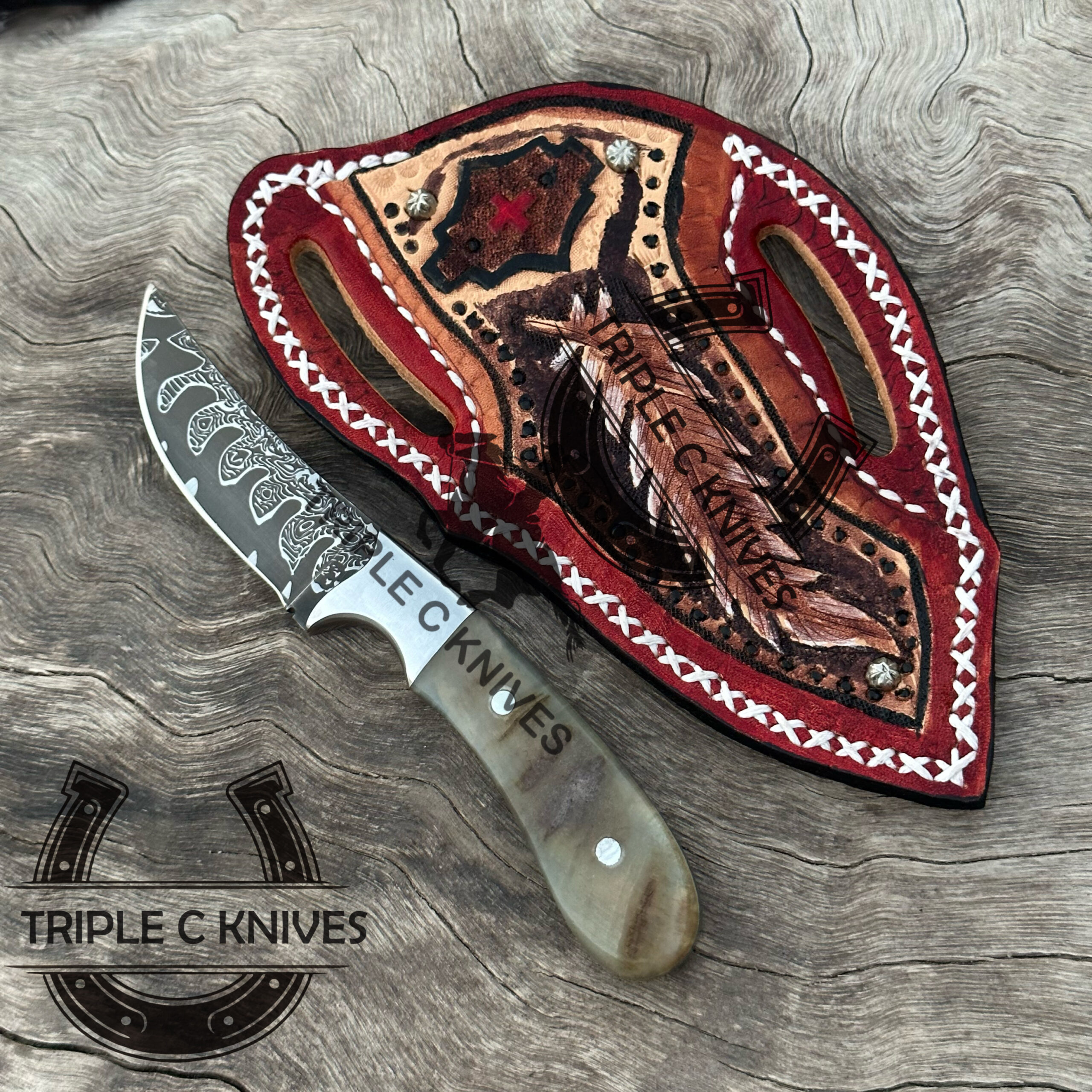 Custom made high carbon 1095 steel fixed blade cowboy knife