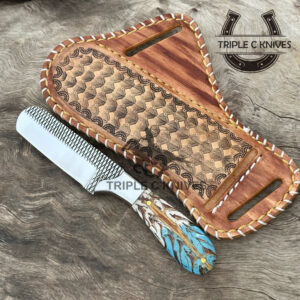 Custom made Horse rasp stainless steel fixed blade bull cutter knives