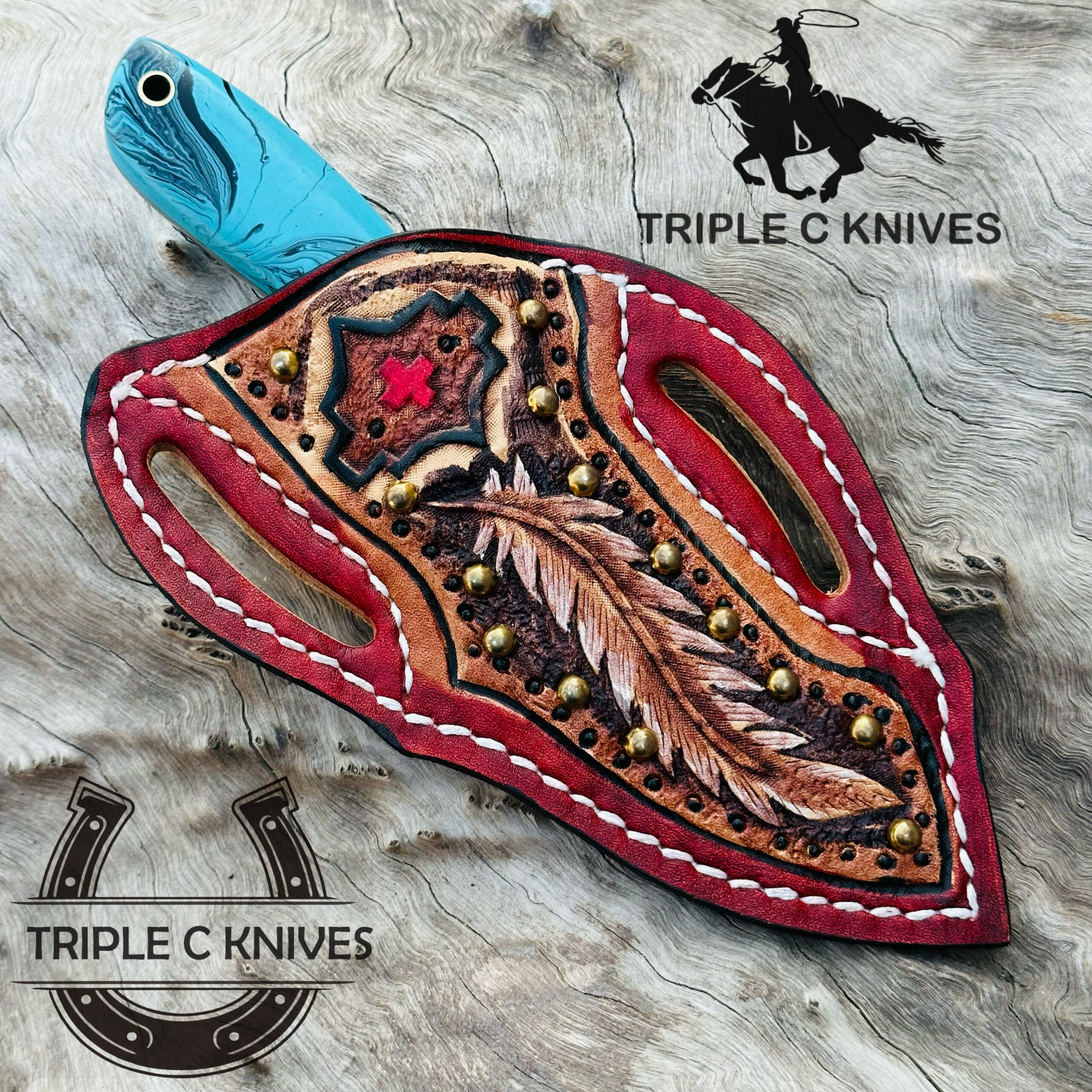 Damascus steel cowboy knife - Image 4
