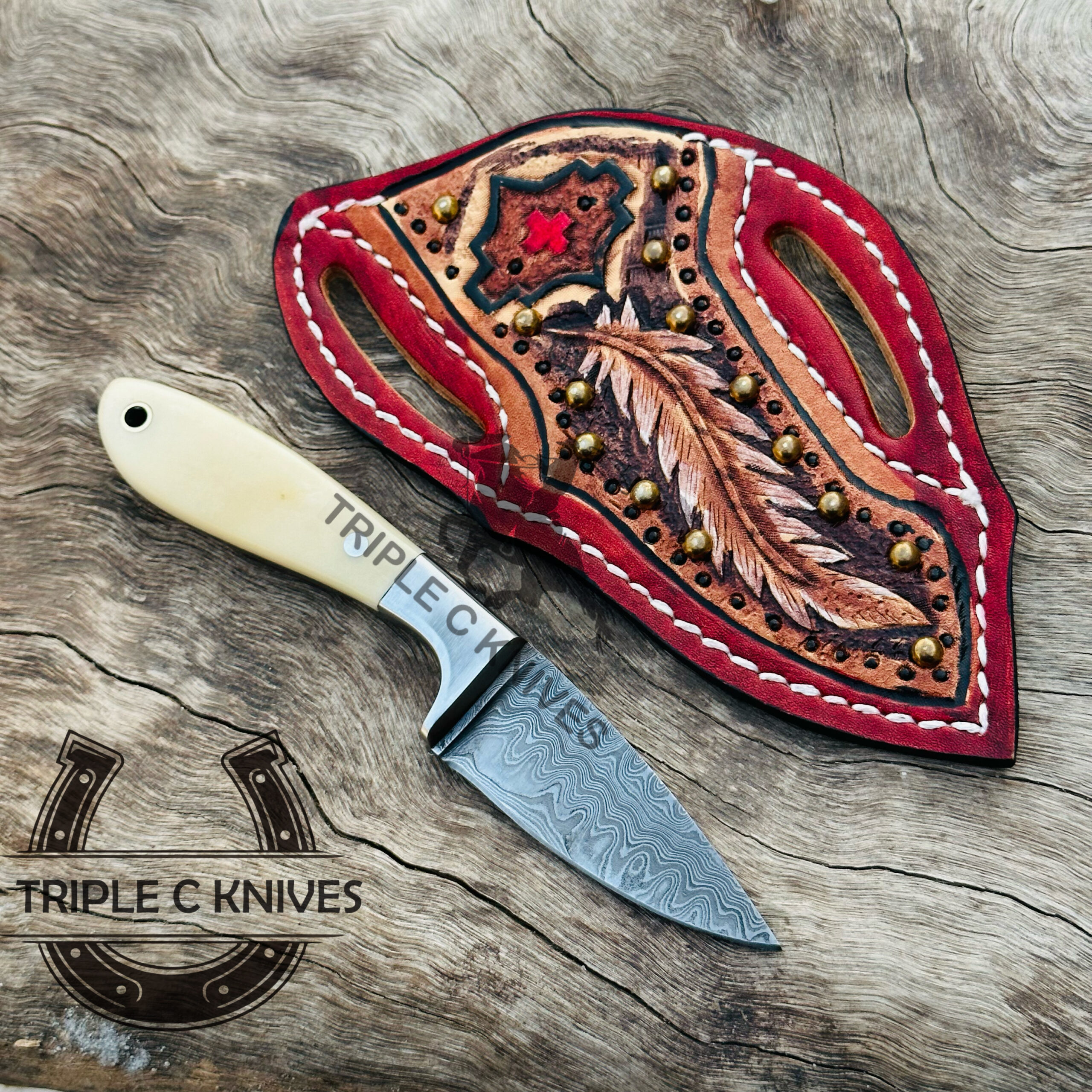 Damascus steel cowboy knife - Image 3