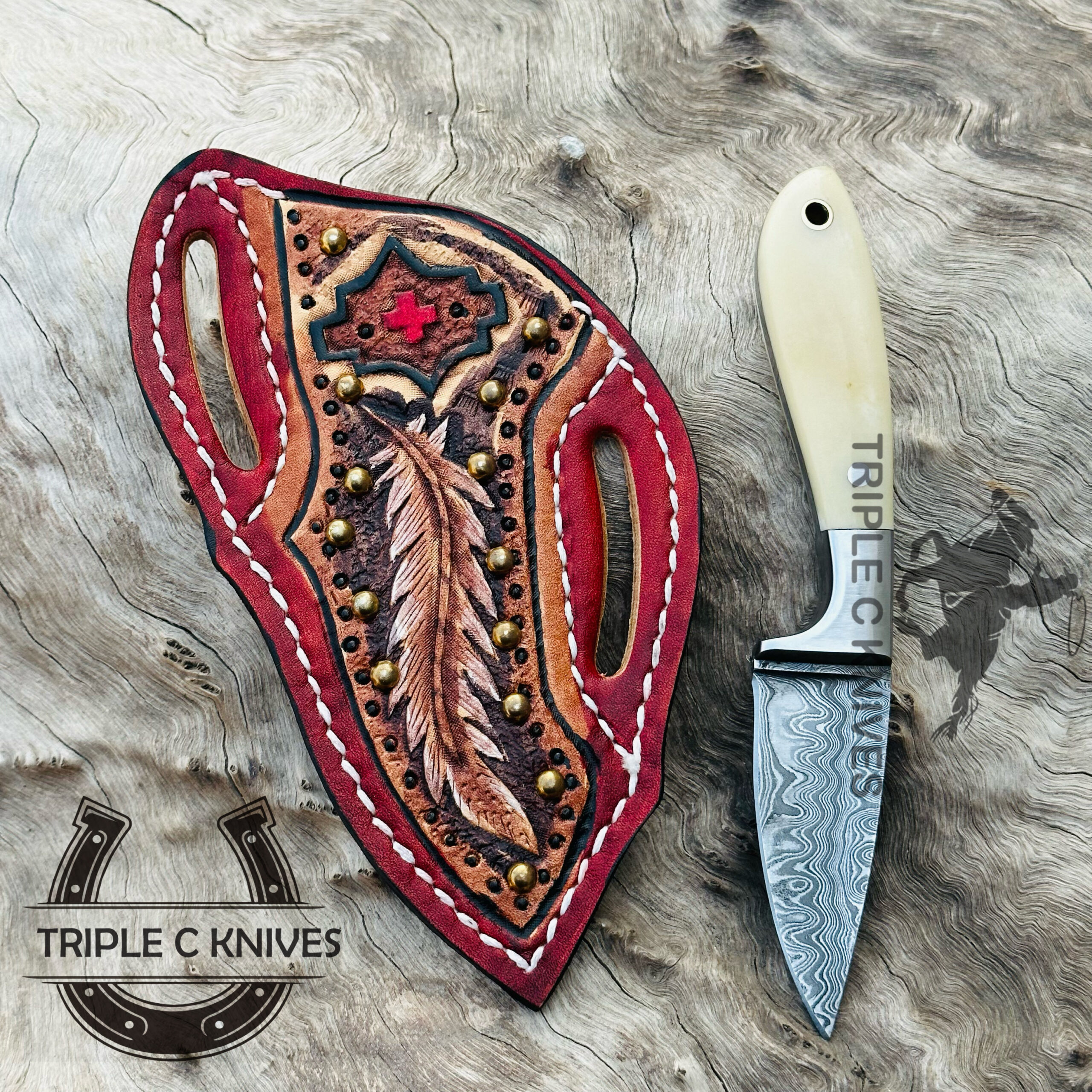 Damascus steel cowboy knife - Image 4