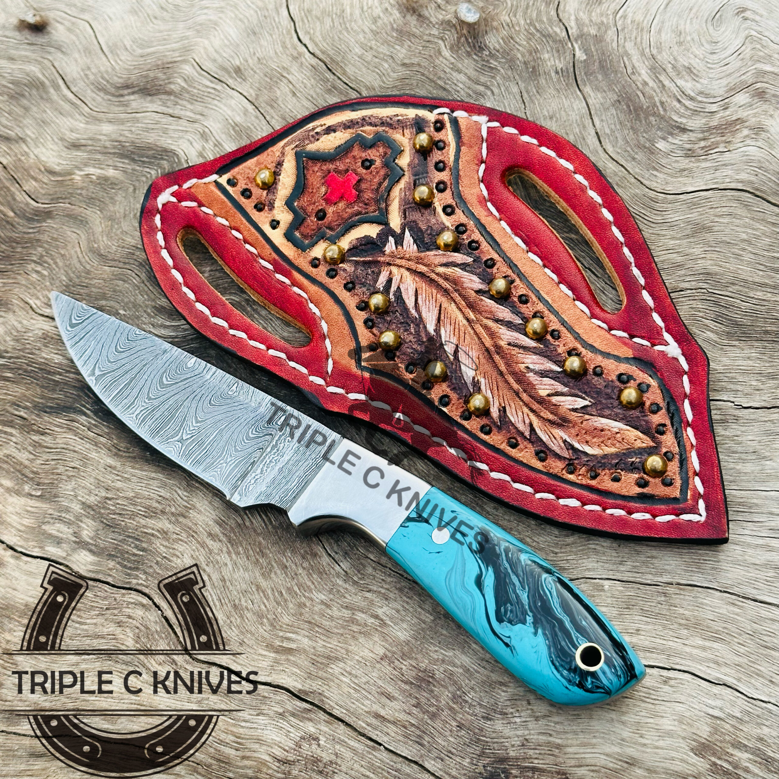 Damascus steel cowboy knife - Image 2