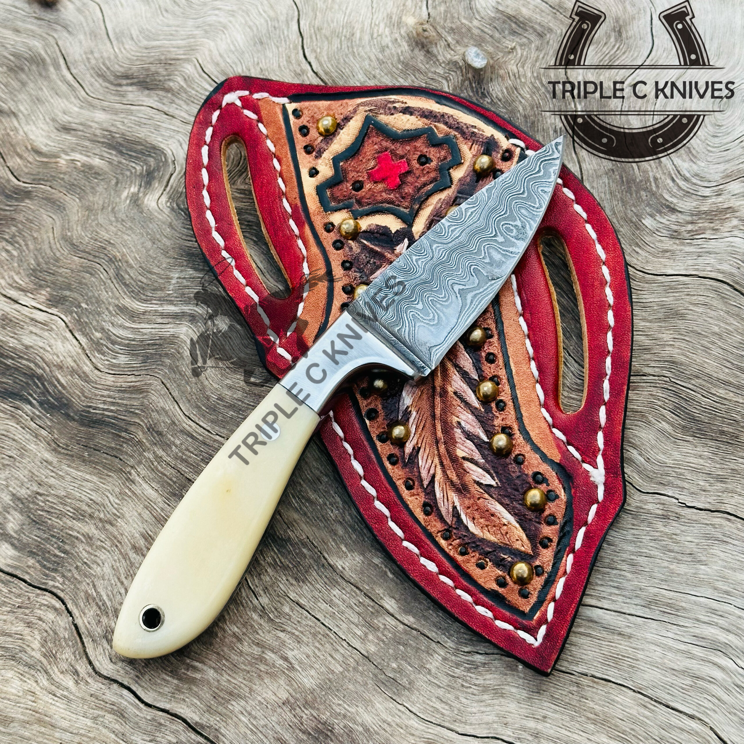 Damascus steel cowboy knife - Image 2