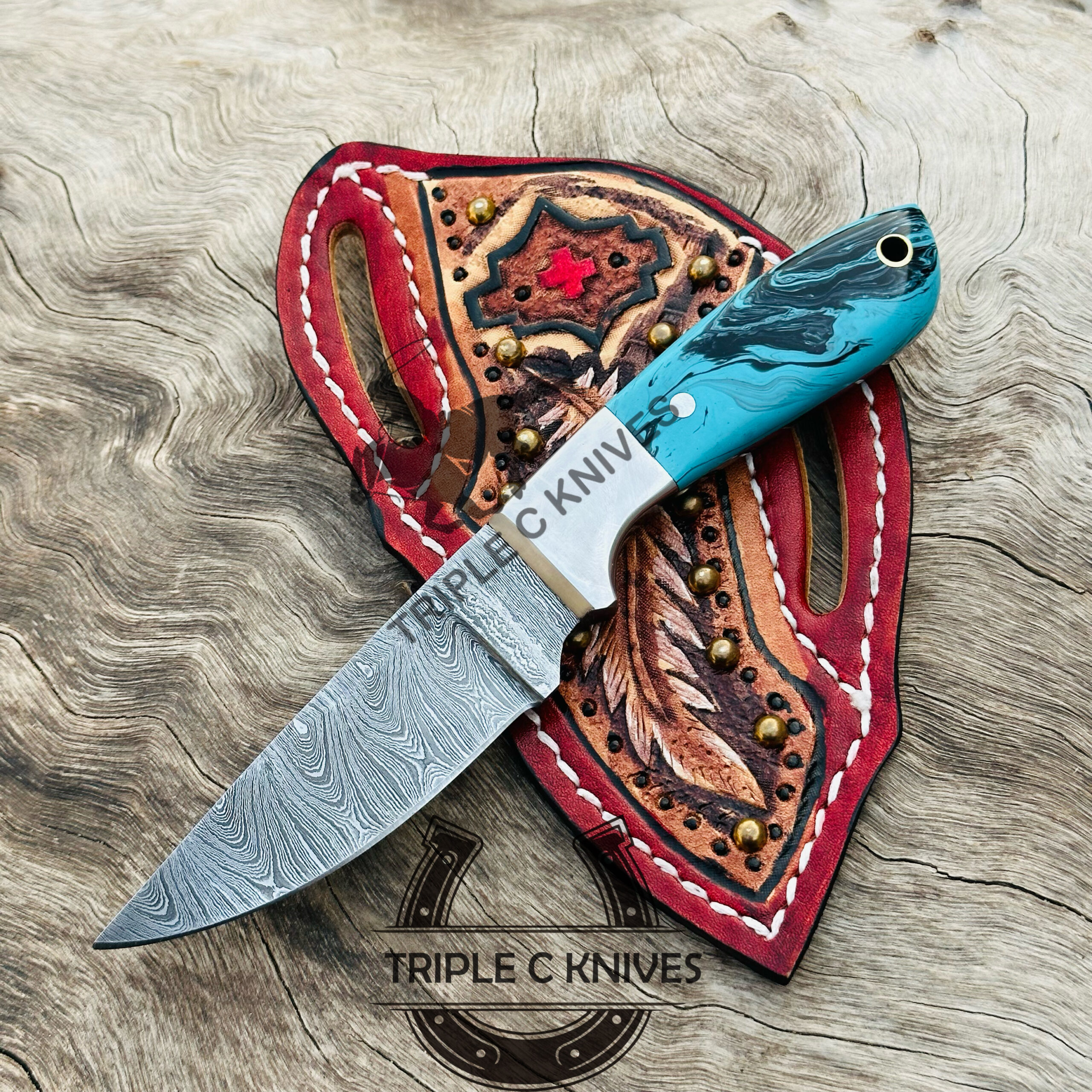 Damascus steel cowboy knife - Image 3