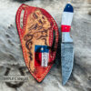 Custom made Damascus steel fixed blade cowboy knives