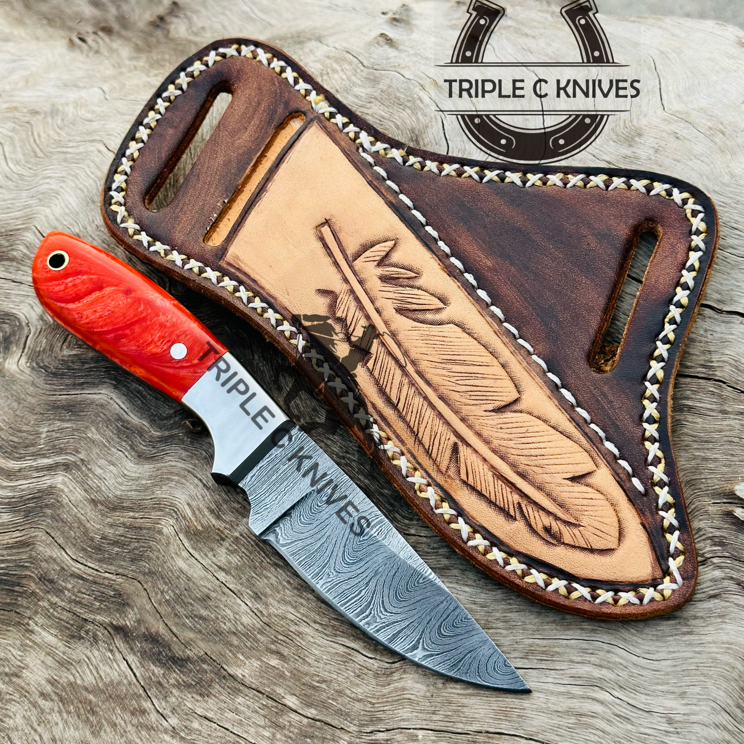 Custom made Damascus steel fixed blade Cowboy knife - Image 2