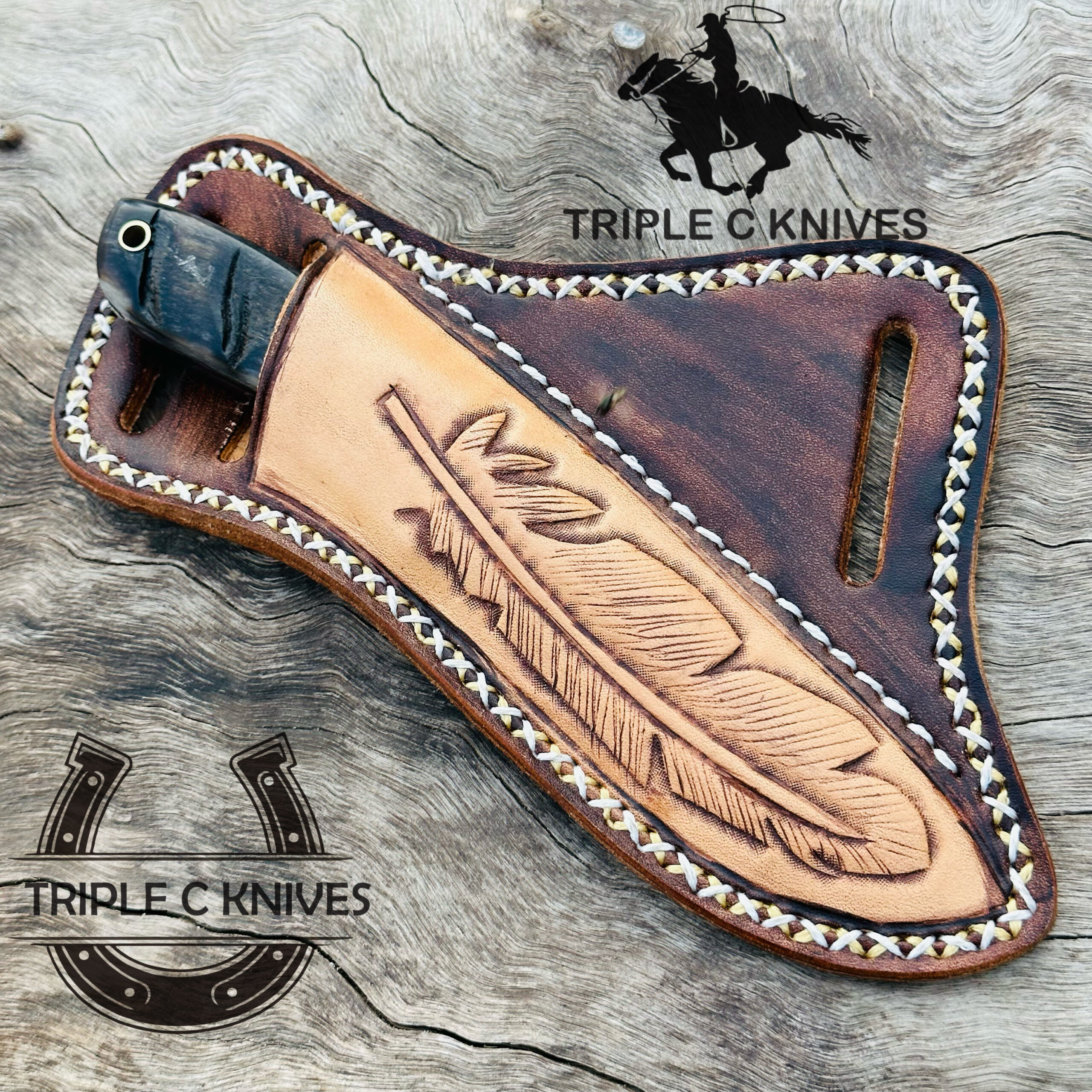 Custom made Damascus steel fixed blade Cowboy knife - Image 3