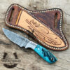 Custom made Damascus steel fixed blade Cowboy knife