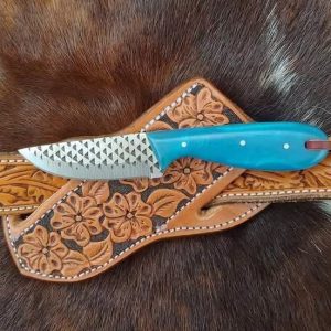 Custom made Horse Rasp steel fixed blade cowboy knife & leather belt