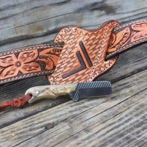 Custom made Horse Rasp steel fixed blade Bull cutter knife with blade & leather belt