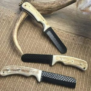 Custom made Horse Rasp steel fixed blade bull cutter knifes set with black powder coated